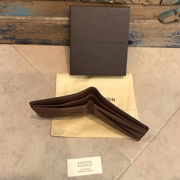 LOUIS VUITTON Monogram Wallet Bi-fold Multiple M60895 Brown Leather Vintage - Picture 6 of 8